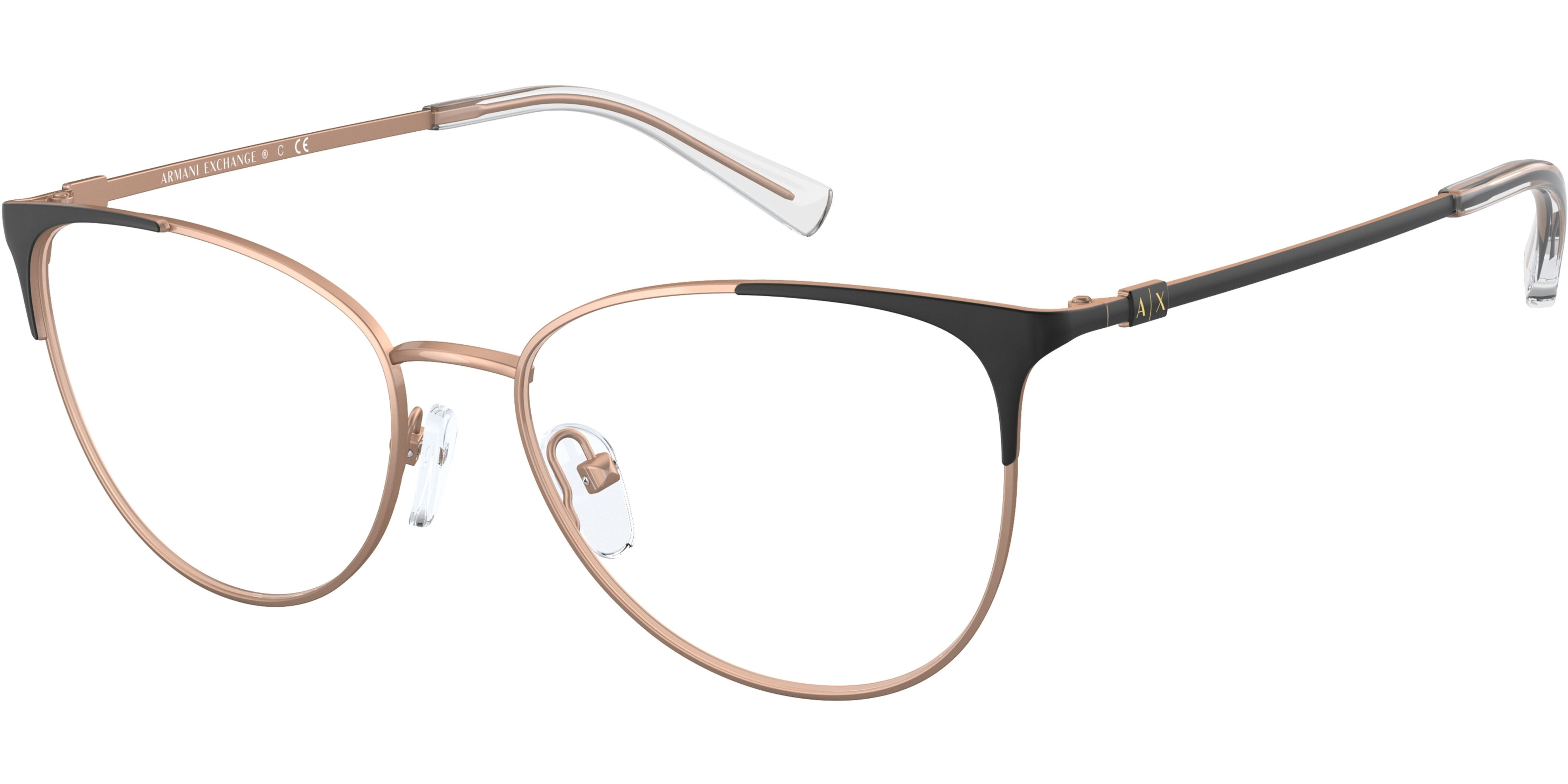 Dioptrické brýle Armani Exchange model 1034, barva obruby černá zlatá lesk, stranice černá zlatá mat, kód barevné varianty 6106. 