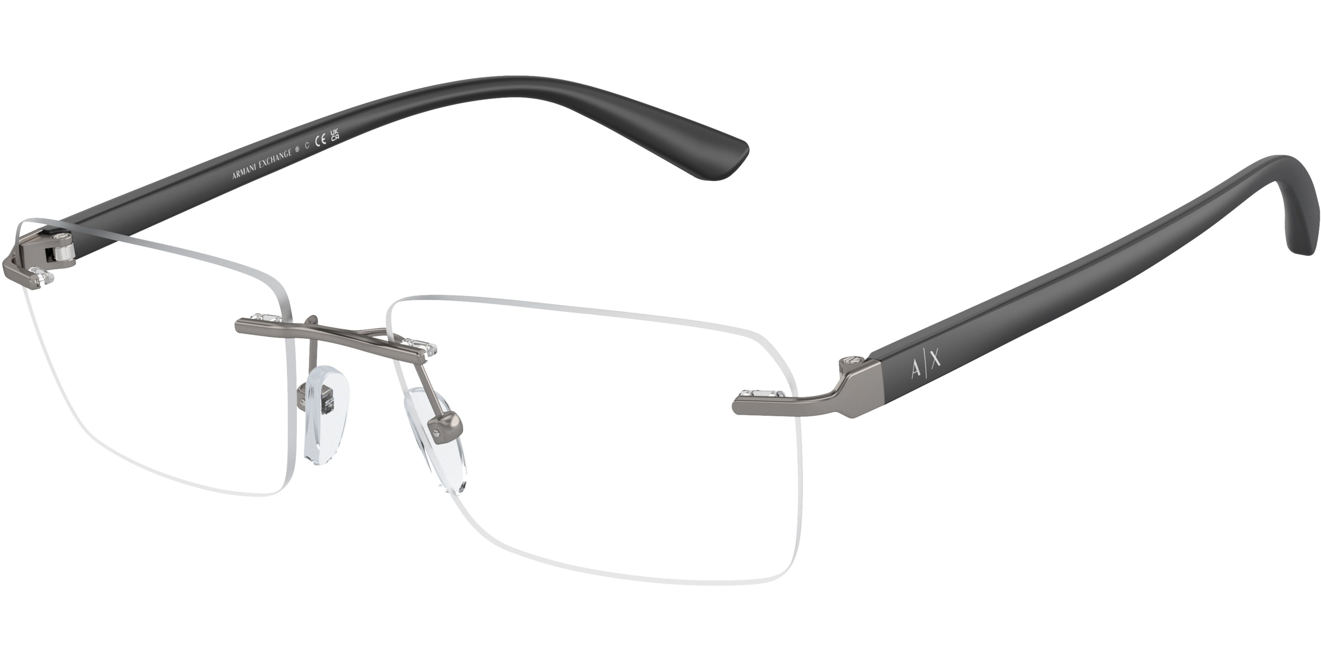 Dioptrické brýle Armani Exchange model 1064, barva obruby šedá mat, stranice černá mat, kód barevné varianty 6003. 