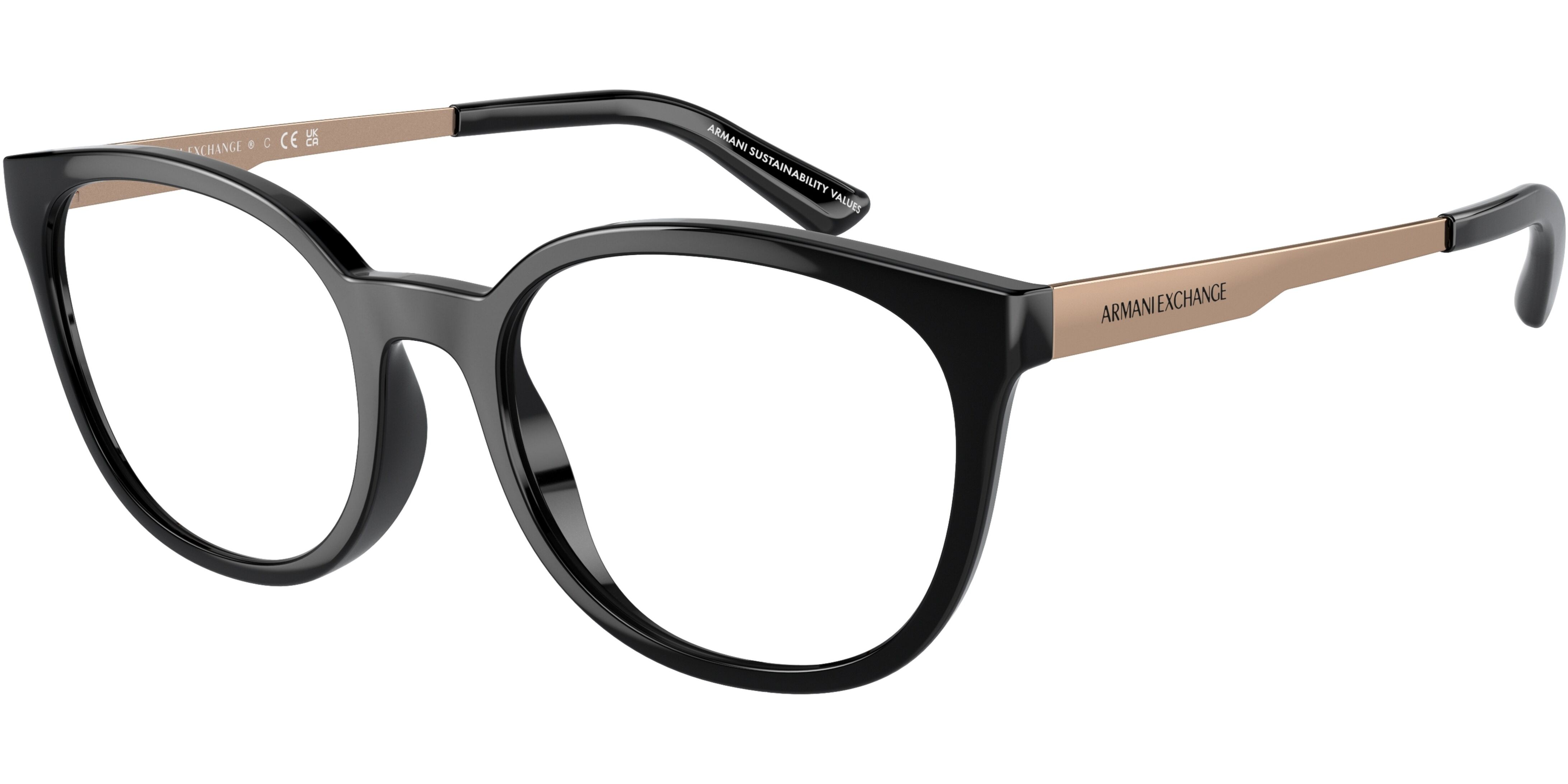 Dioptrické brýle Armani Exchange model 3104, barva obruby černá lesk, stranice bronzová lesk, kód barevné varianty 8158. 