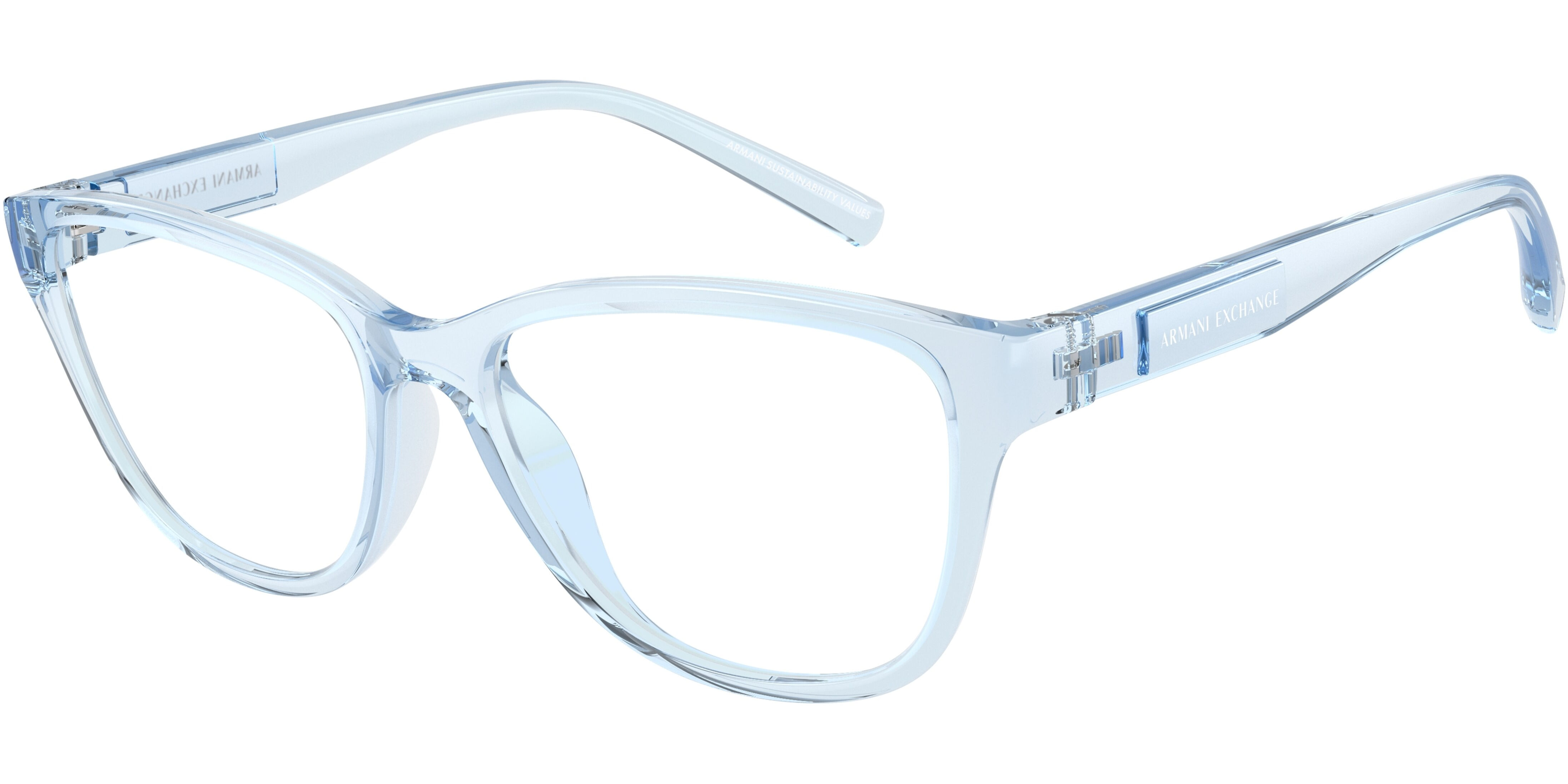 Dioptrické brýle Armani Exchange model 3111U, barva obruby modrá lesk, stranice modrá lesk, kód barevné varianty 8345. 