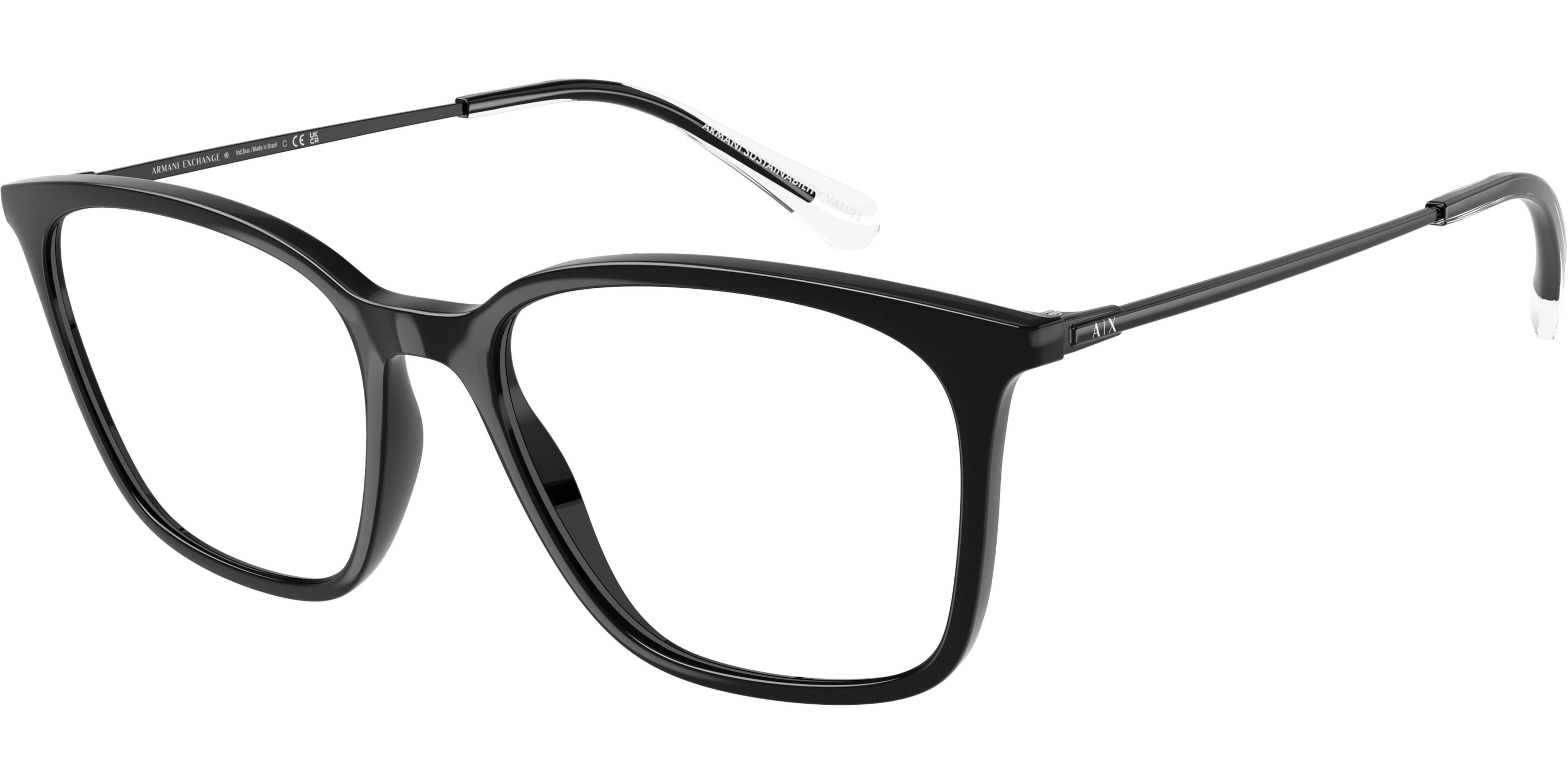 Dioptrické brýle Armani Exchange model 3120, barva obruby černá lesk, stranice černá lesk, kód barevné varianty 8158. 