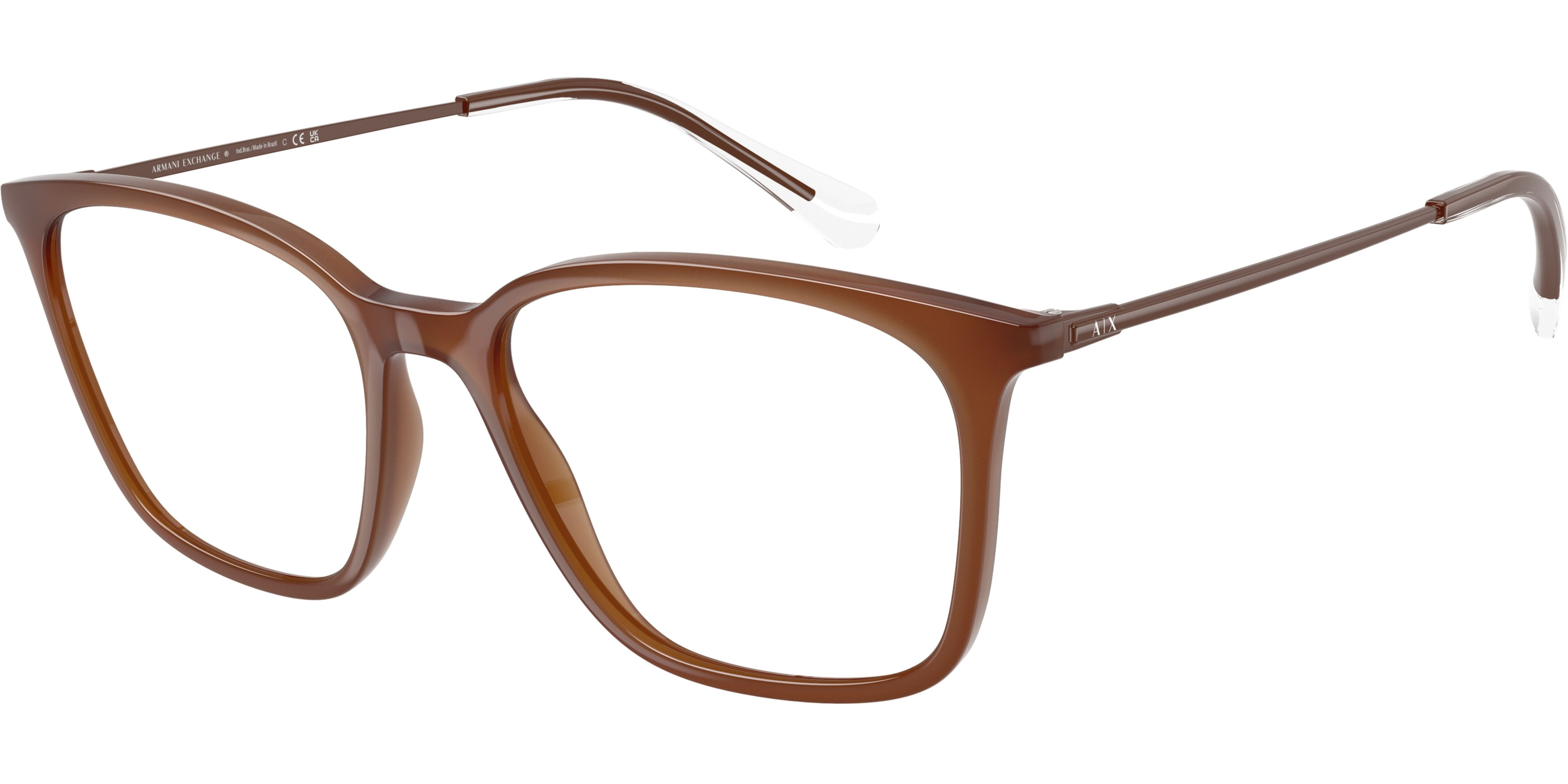 Dioptrické brýle Armani Exchange model 3120, barva obruby hnědá lesk, stranice hnědá lesk, kód barevné varianty 8365. 