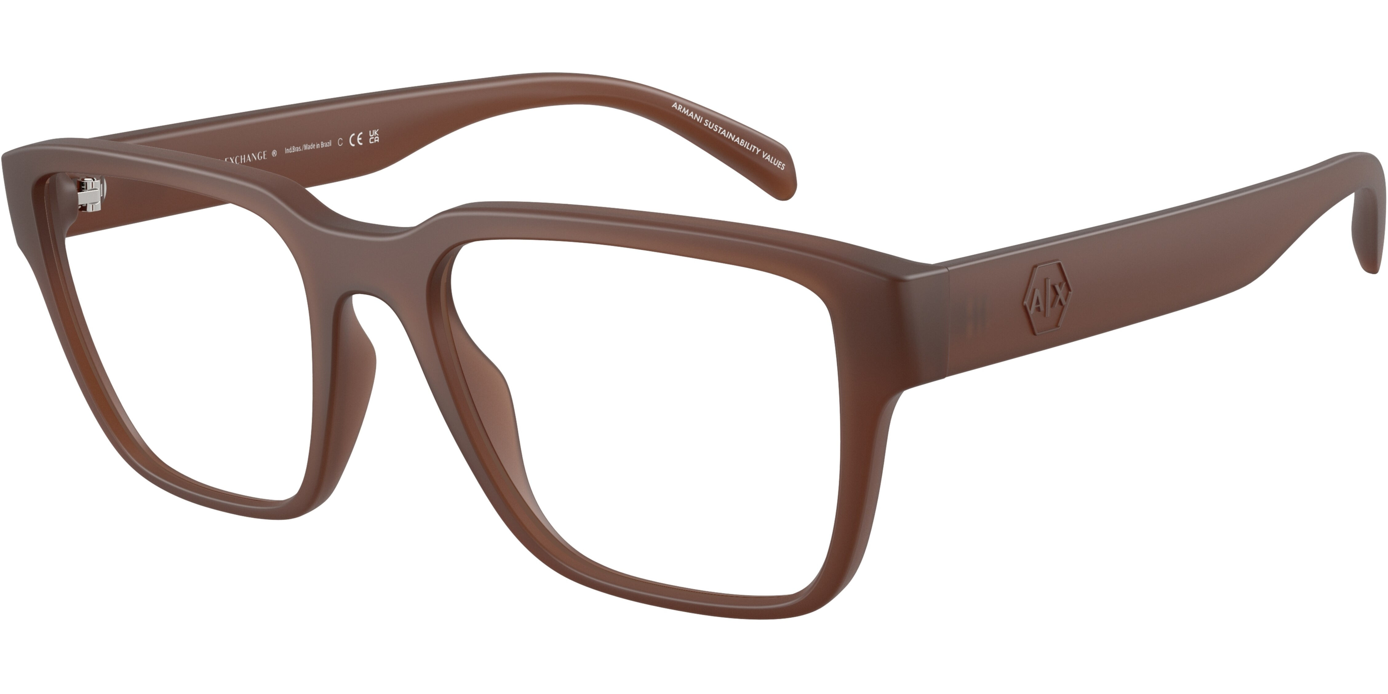 Dioptrické brýle Armani Exchange model 3123U, barva obruby hnědá mat, stranice hnědá mat, kód barevné varianty 8373. 