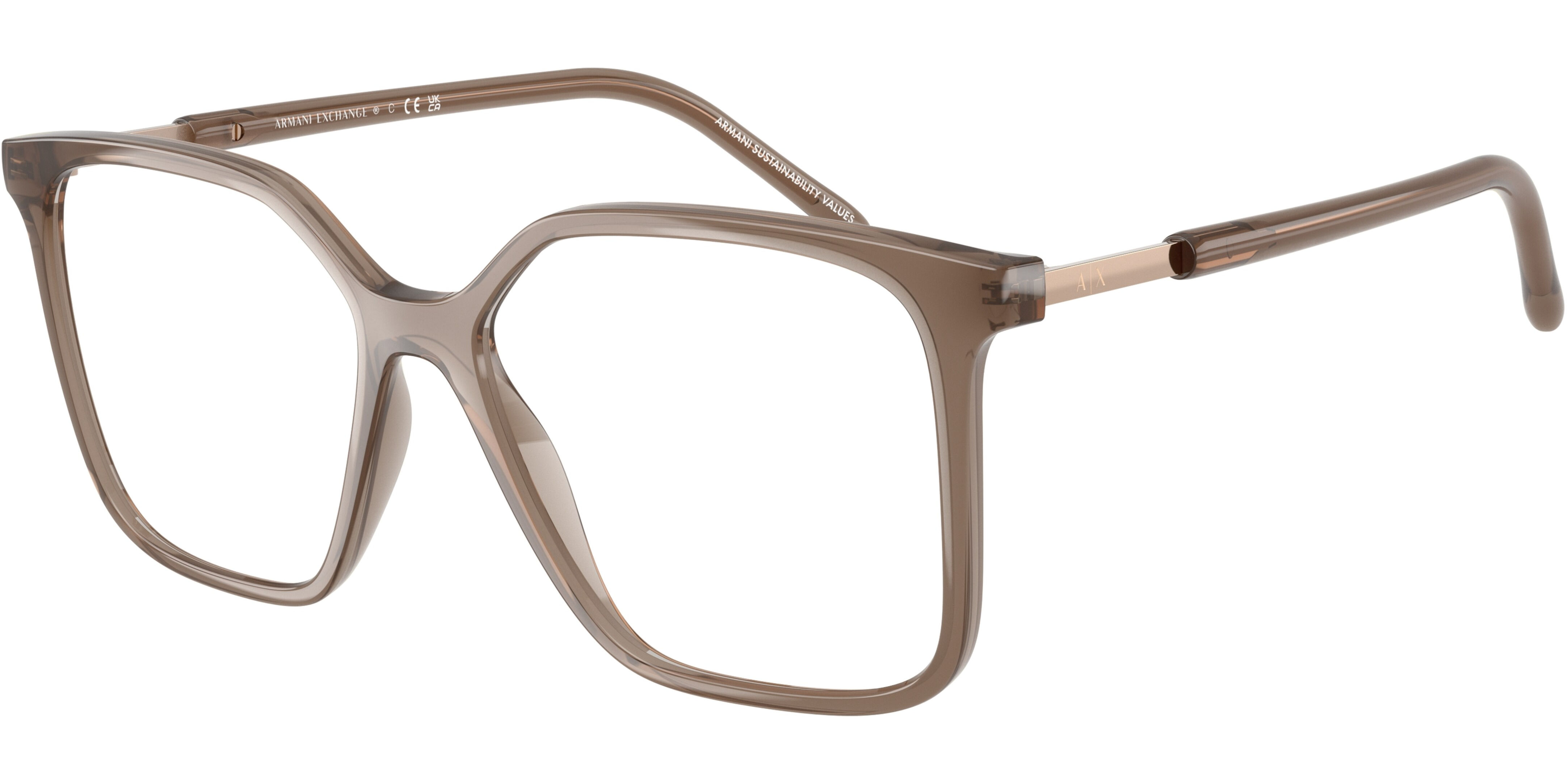 Dioptrické brýle Armani Exchange model 3132, barva obruby hnědá lesk, stranice hnědá lesk, kód barevné varianty 8396. 