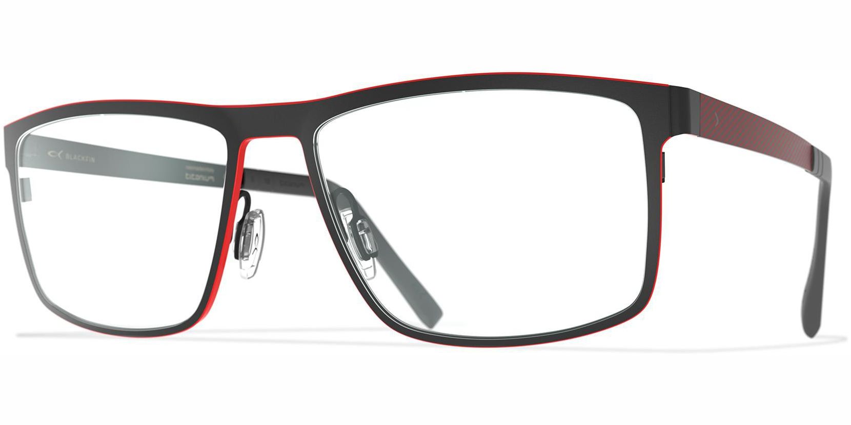 Dioptrické brýle Blackfin model 1001, barva obruby černá oranžová mat, stranice černá oranžová mat, kód barevné varianty 432. 