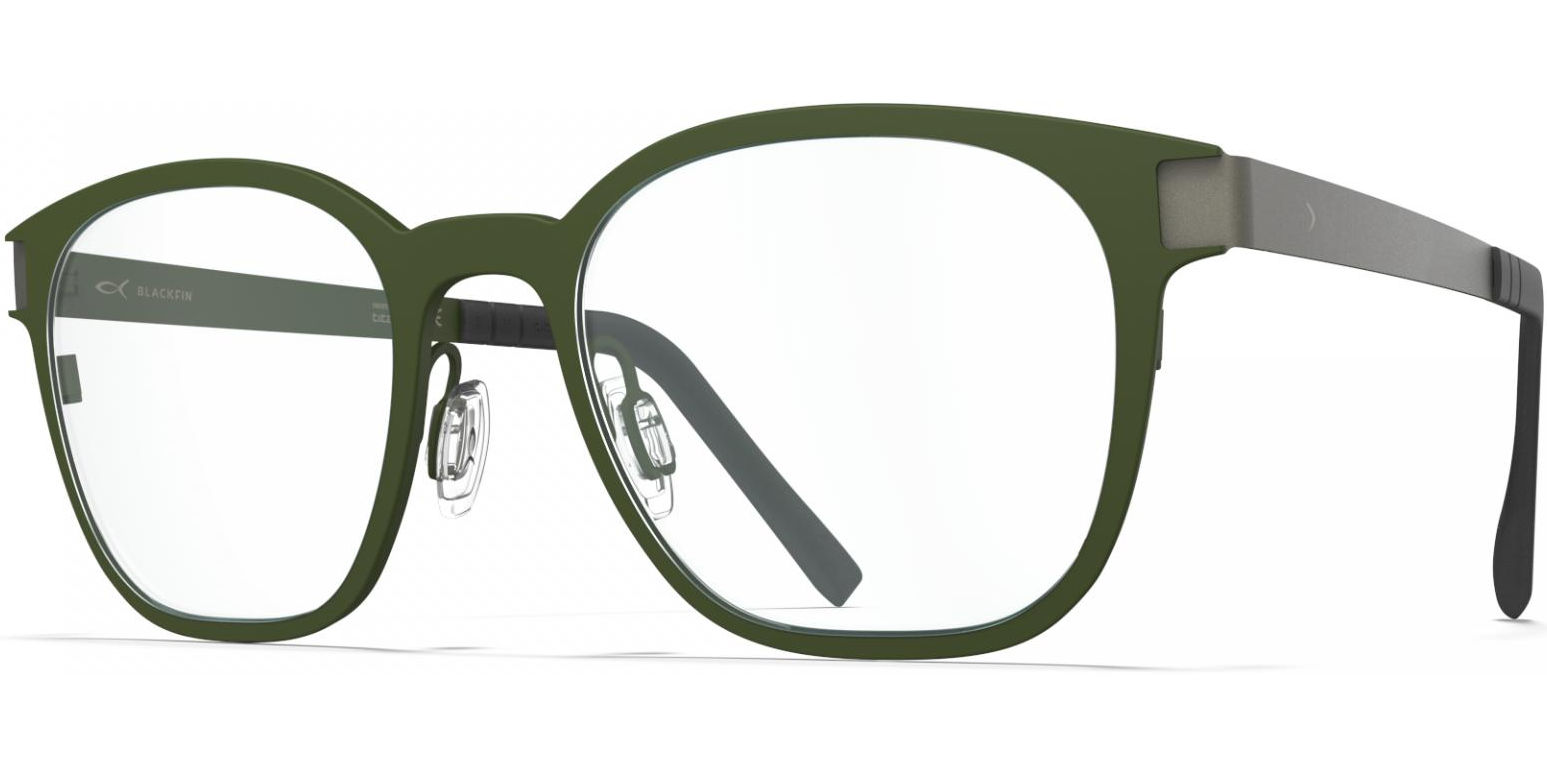 Dioptrické brýle Blackfin model 1025, barva obruby zelená šedá mat, stranice šedá mat, kód barevné varianty 1609. 