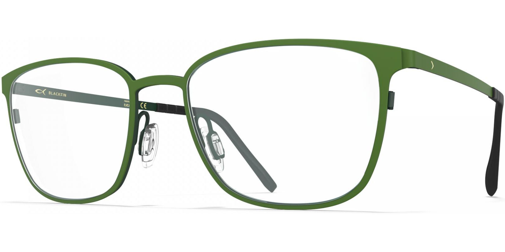 Dioptrické brýle Blackfin model 1050, barva obruby zelená mat, stranice zelená mat, kód barevné varianty 1672. 
