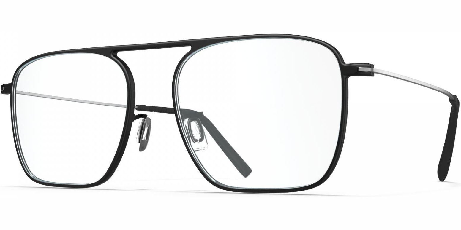 Dioptrické brýle Blackfin model 1091, barva obruby černá mat, stranice stříbrná mat, kód barevné varianty 1852. 