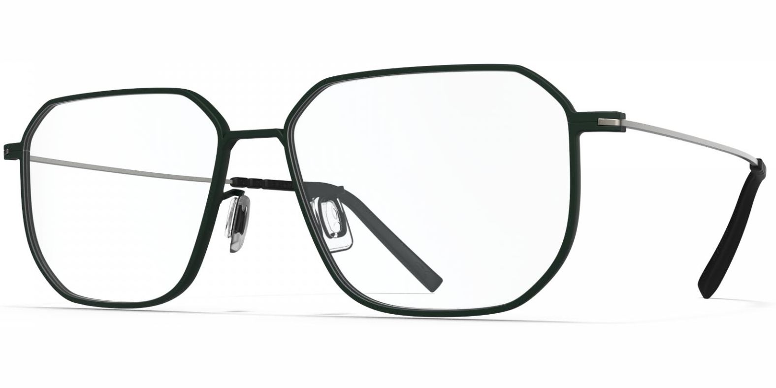 Dioptrické brýle Blackfin model 1092, barva obruby zelená mat, stranice stříbrná mat, kód barevné varianty 1707. 