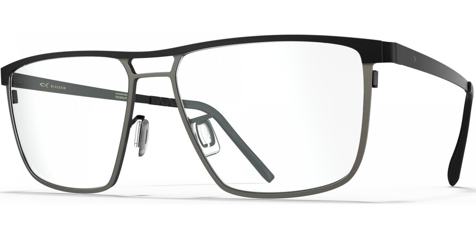Dioptrické brýle Blackfin model 1104, barva obruby černá šedá mat, stranice černá mat, kód barevné varianty 1658. 