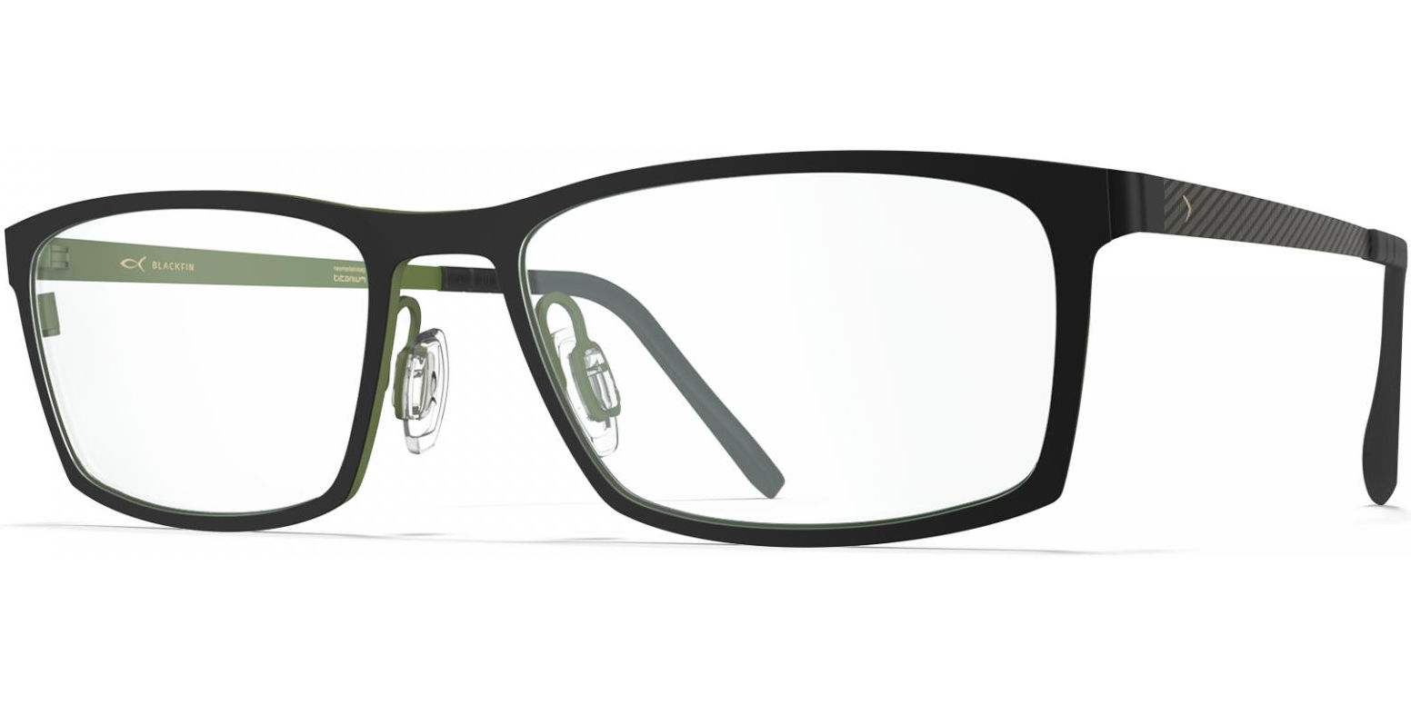 Dioptrické brýle Blackfin model 913, barva obruby černá zelená mat, stranice černá zelená mat, kód barevné varianty 1024. 