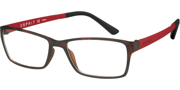 Dioptrické brýle Esprit model 17447, barva obruby hnědá mat, stranice červená mat, kód barevné varianty 545. 