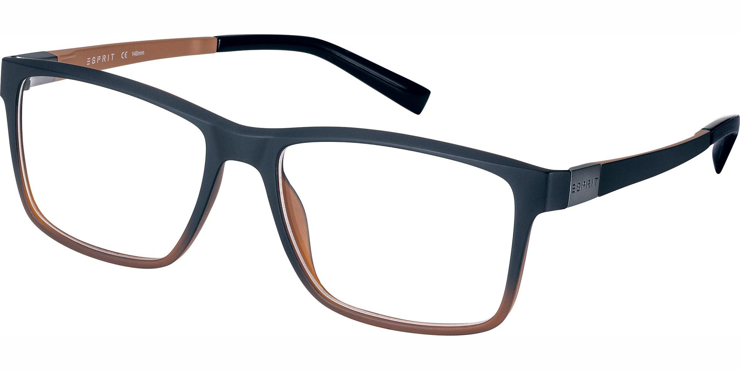 Dioptrické brýle Esprit model 17524, barva obruby modrá hnědá mat, stranice morá hnědá mat, kód barevné varianty 535. 