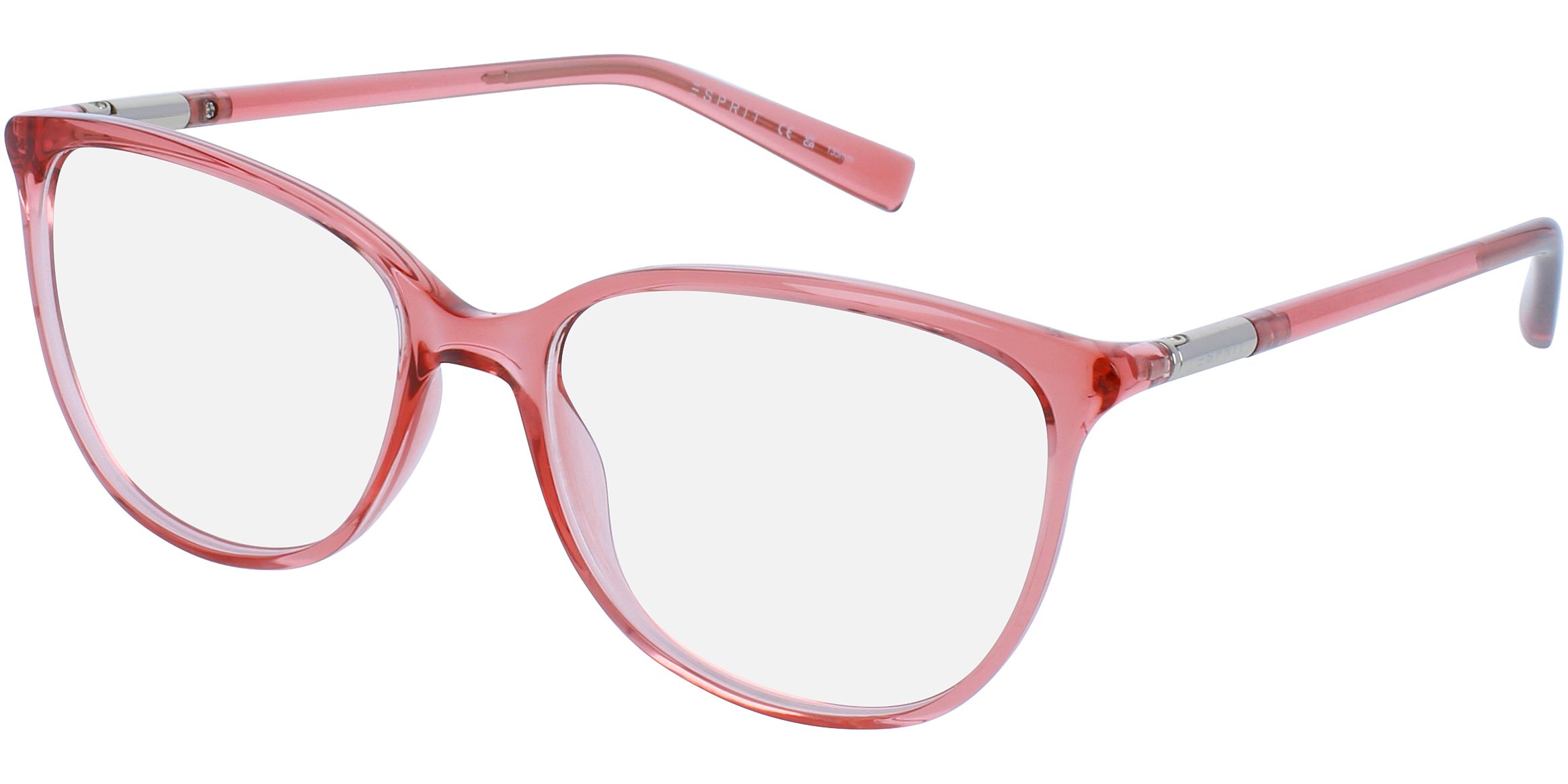Dioptrické brýle Esprit model 17561, barva obruby růžová čirá lesk, stranice růžová čirá lesk, kód barevné varianty 515. 