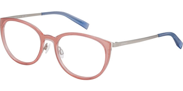 Dioptrické brýle Esprit model 17589, barva obruby růžová čirá lesk, stranice šedá modrá mat, kód barevné varianty 515. 