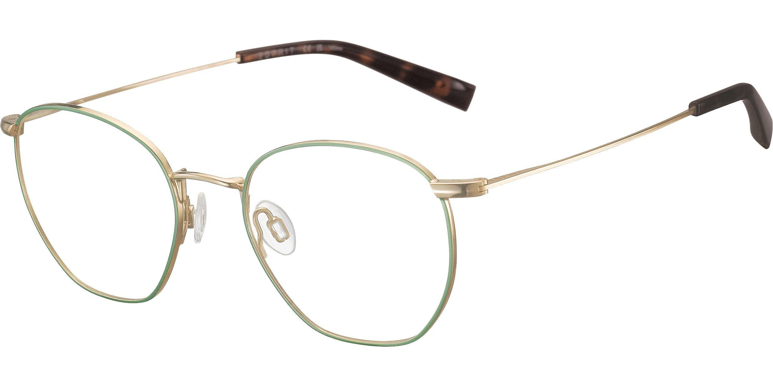 Dioptrické brýle Esprit model 33419, barva obruby zelená zlatá lesk, stranice zlatá lesk, kód barevné varianty 547. 