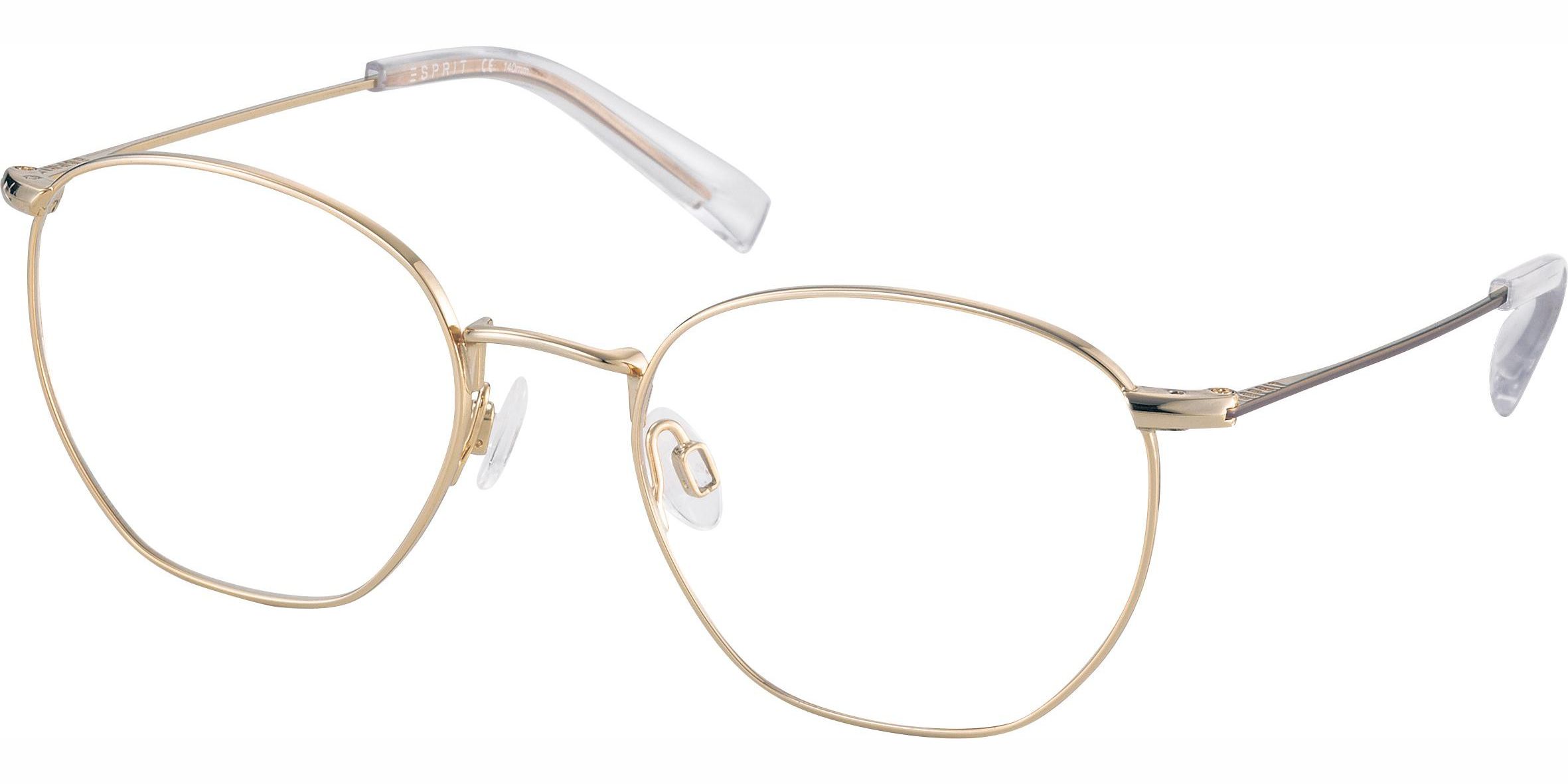Dioptrické brýle Esprit model 33419, barva obruby zlatá lesk, stranice zlatá lesk, kód barevné varianty 584. 