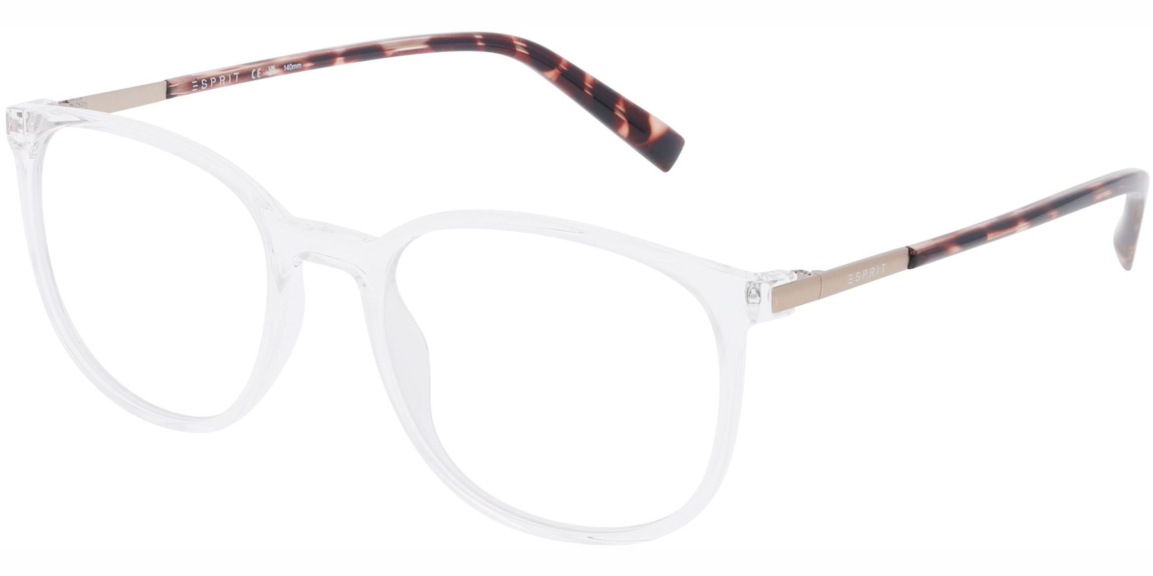 Dioptrické brýle Esprit model 33517, barva obruby čirá lesk, stranice hnědá lesk, kód barevné varianty 557. 