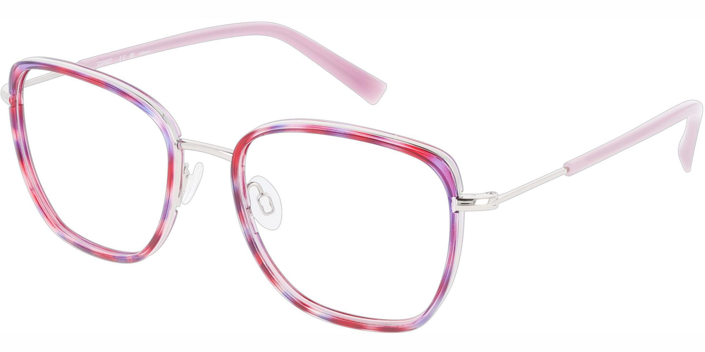 Dioptrické brýle Esprit model 33530, barva obruby růžová fialová lesk, stranice stříbrná lesk, kód barevné varianty 577. 
