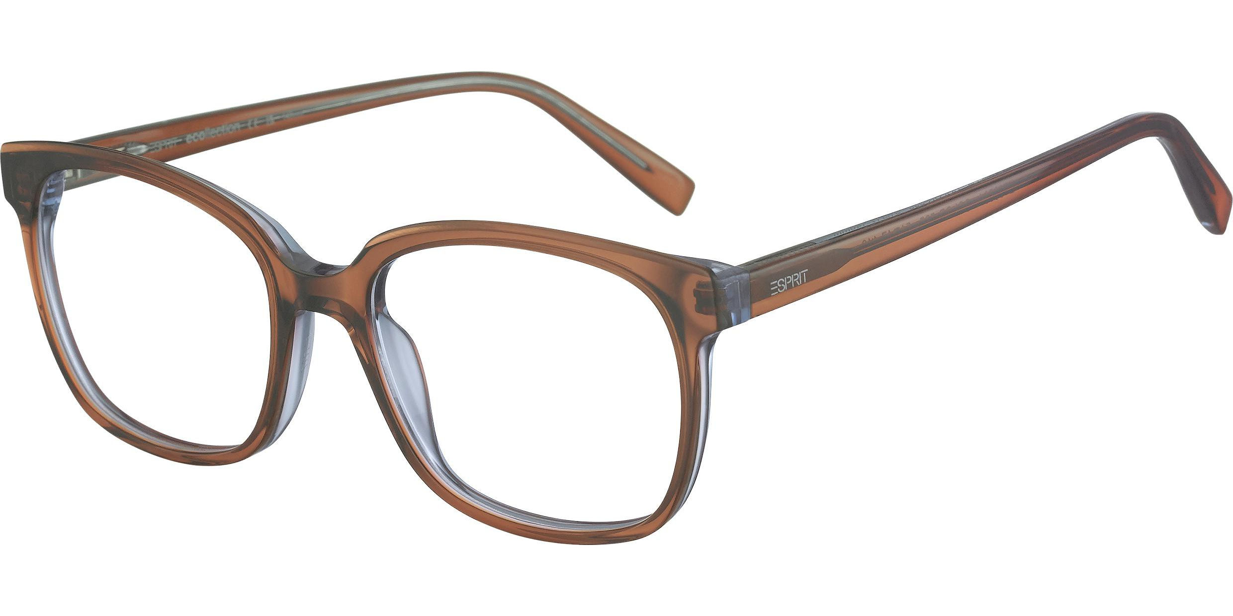 Dioptrické brýle Esprit model 33534, barva obruby hnědá modrá lesk, stranice hnědá modrá lesk, kód barevné varianty 535. 