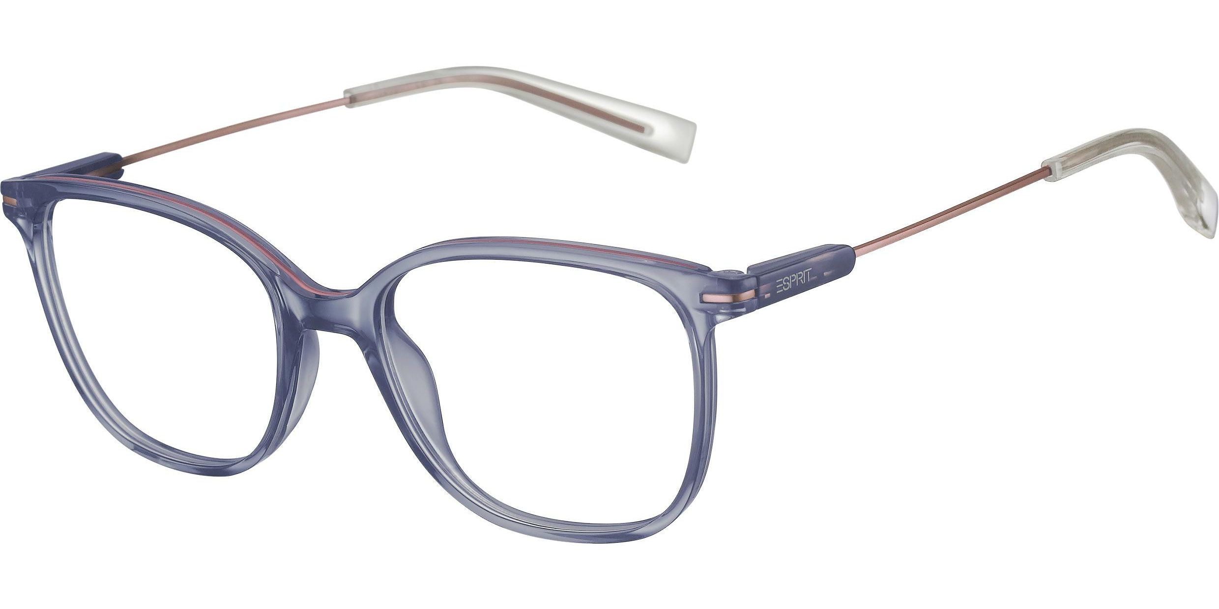Dioptrické brýle Esprit model 33537, barva obruby modrá růžová lesk, stranice bronzová mat, kód barevné varianty 543. 