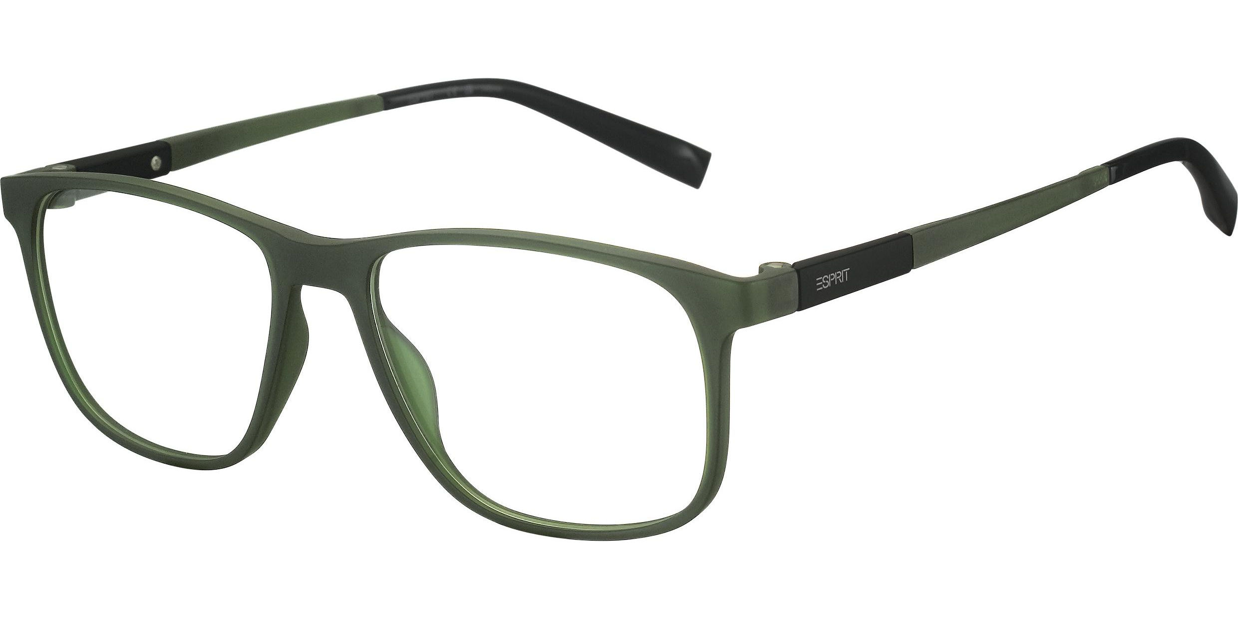 Dioptrické brýle Esprit model 33538, barva obruby zelená mat, stranice zelená mat, kód barevné varianty 547. 