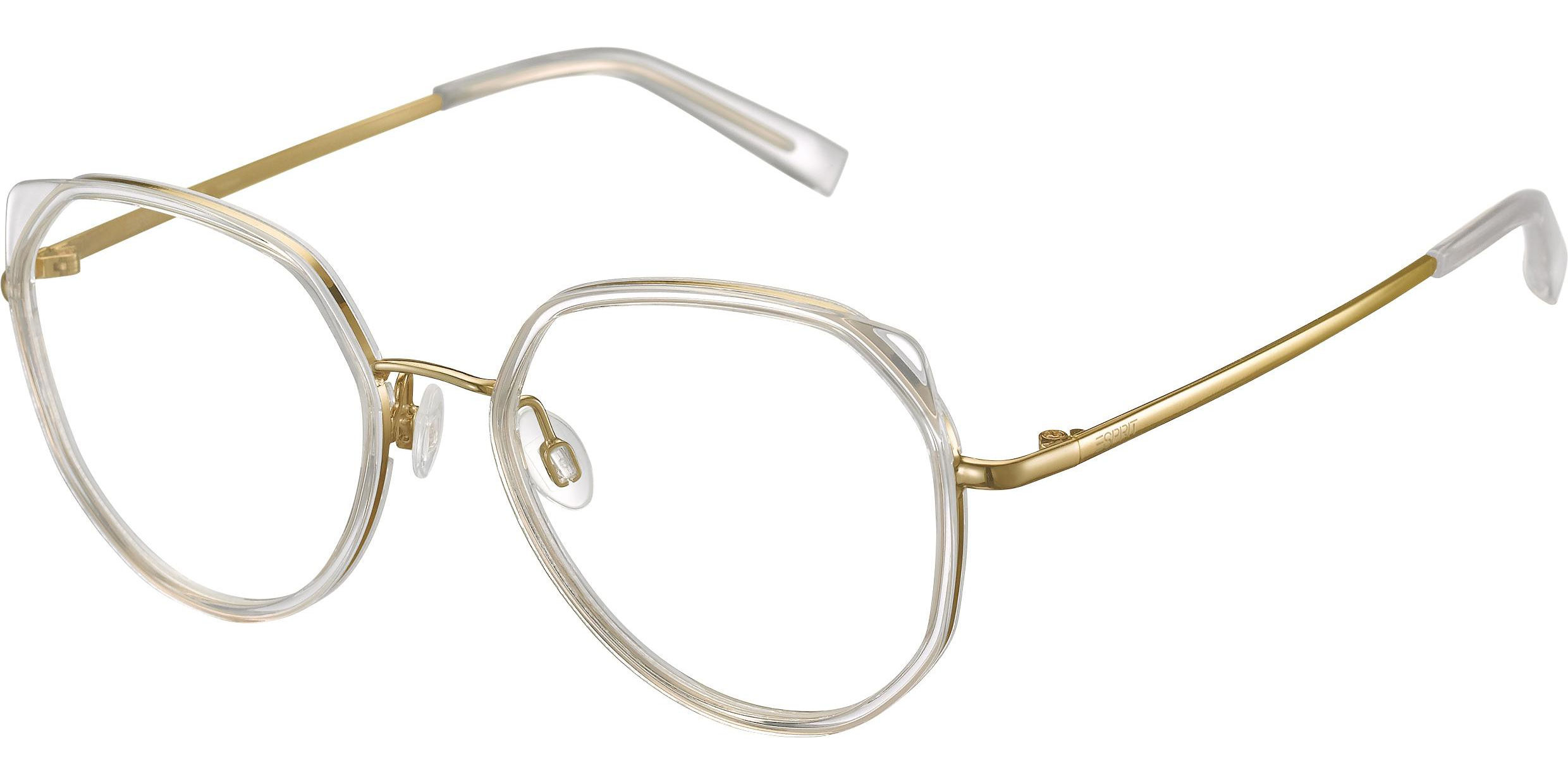 Dioptrické brýle Esprit model 33542, barva obruby čirá zlatá lesk, stranice zlatá lesk, kód barevné varianty 557. 