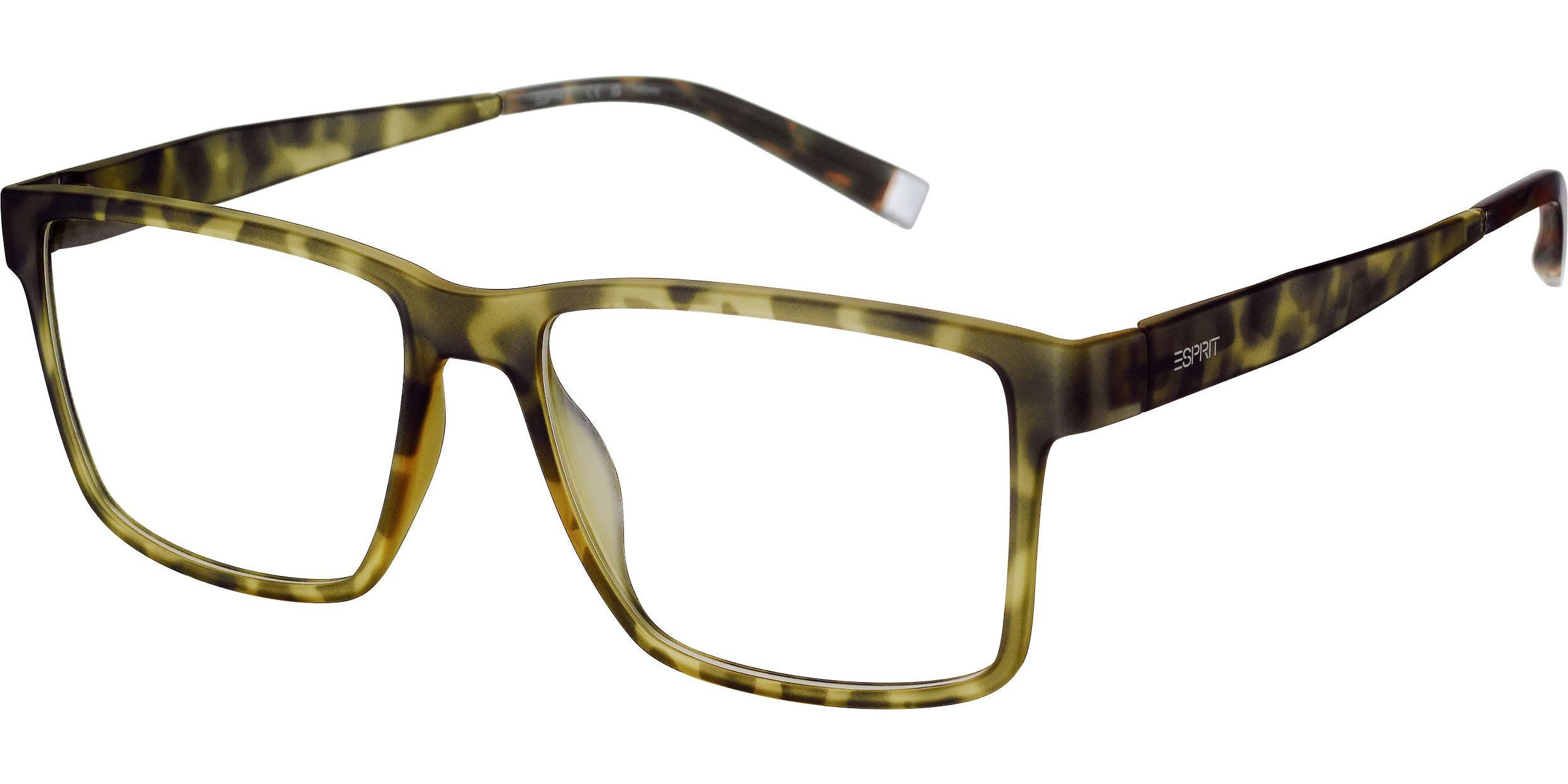 Dioptrické brýle Esprit model 33550, barva obruby zelená hnědá mat, stranice zelená hnědá mat, kód barevné varianty 527. 