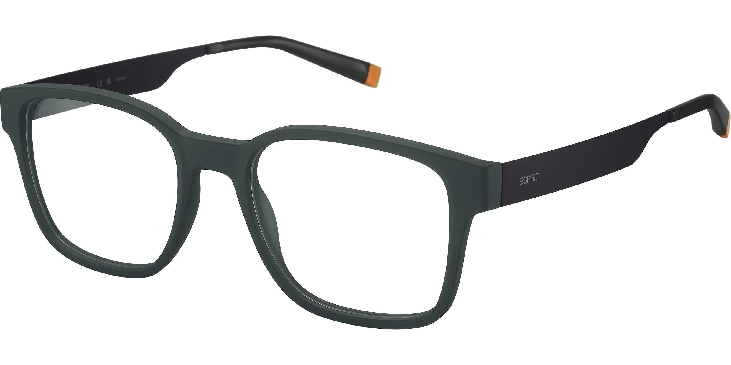 Dioptrické brýle Esprit model 33551, barva obruby zelená mat, stranice černá mat, kód barevné varianty 547. 