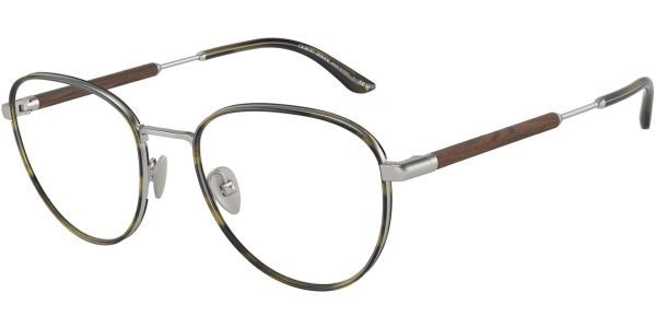 Dioptrické brýle Giorgio Armani model 5137J, barva obruby zelená stříbrná mat, stranice stříbrná hnědá mat, kód barevné varianty 3045. 