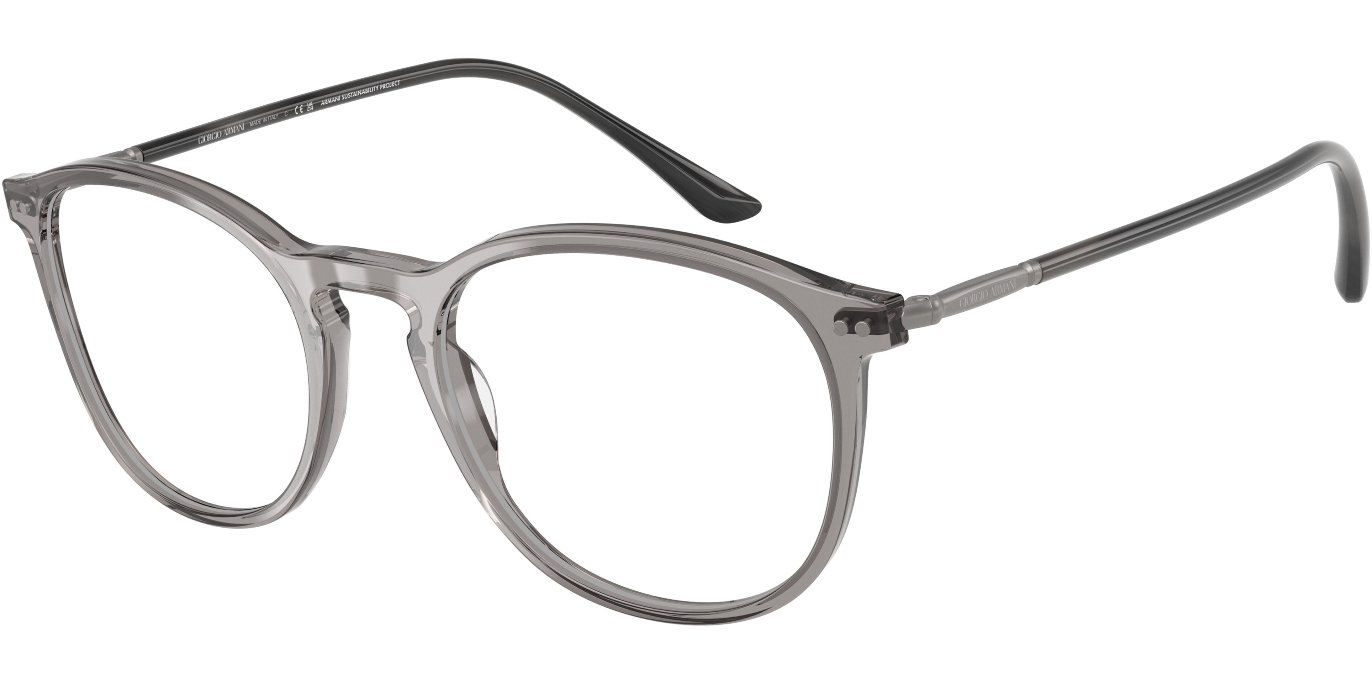 Dioptrické brýle Giorgio Armani model 7125, barva obruby šedá čirá lesk, stranice šedá lesk, kód barevné varianty 6070. 