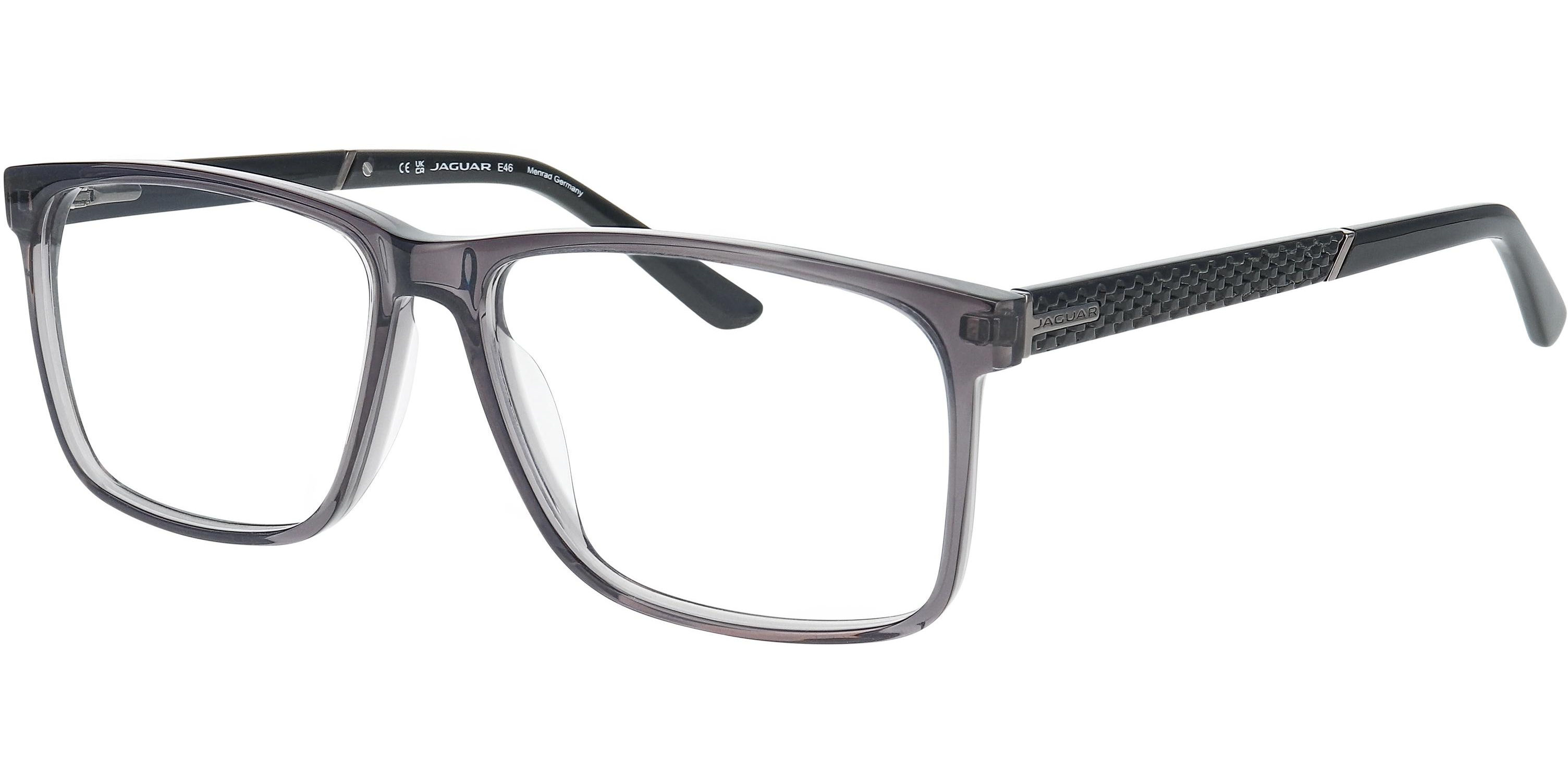 Dioptrické brýle Jaguar model 31034, barva obruby šedá lesk, stranice černá mat, kód barevné varianty 5206. 