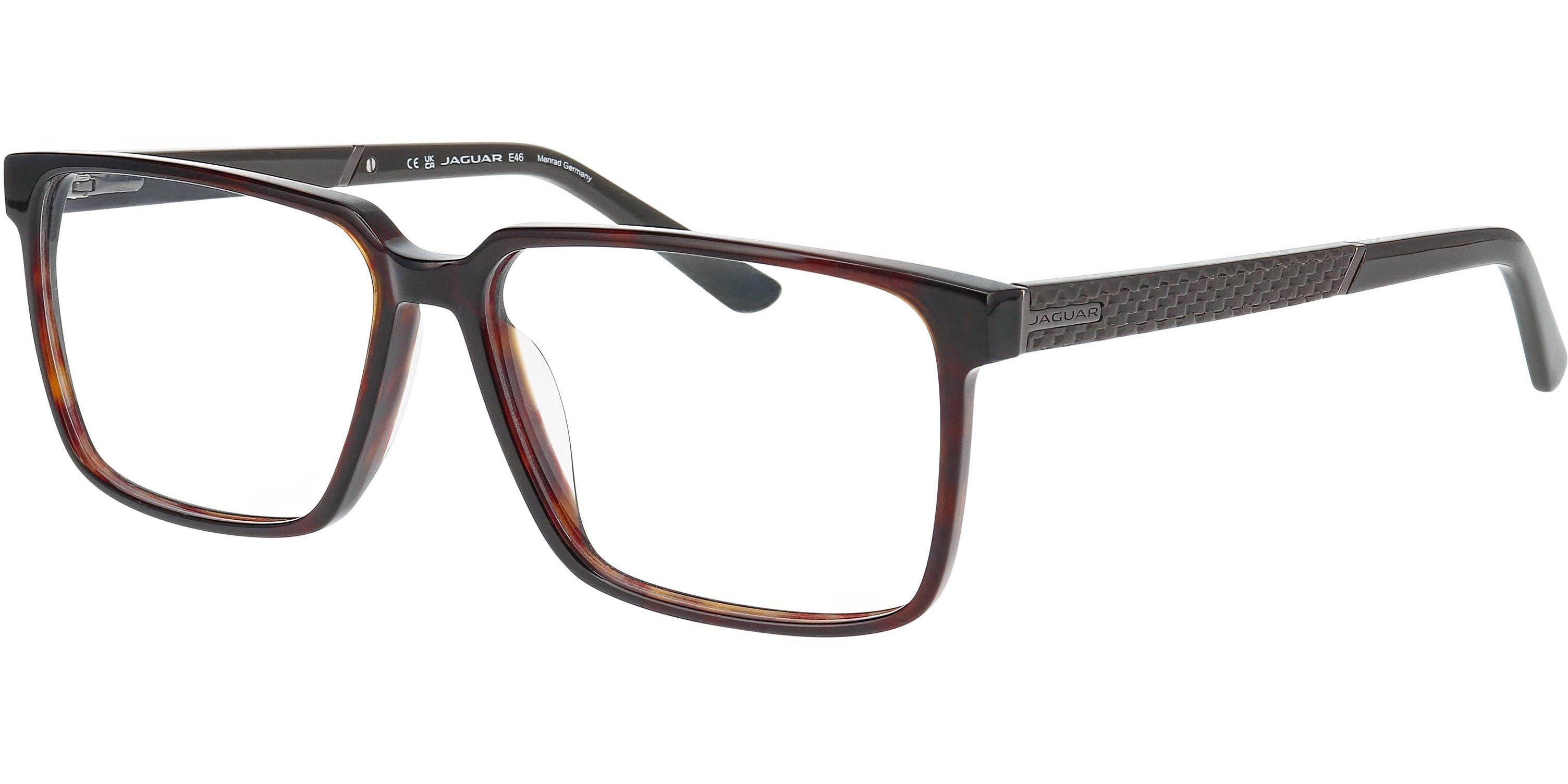 Dioptrické brýle Jaguar model 31035, barva obruby hnědá lesk, stranice černá mat, kód barevné varianty 8940. 