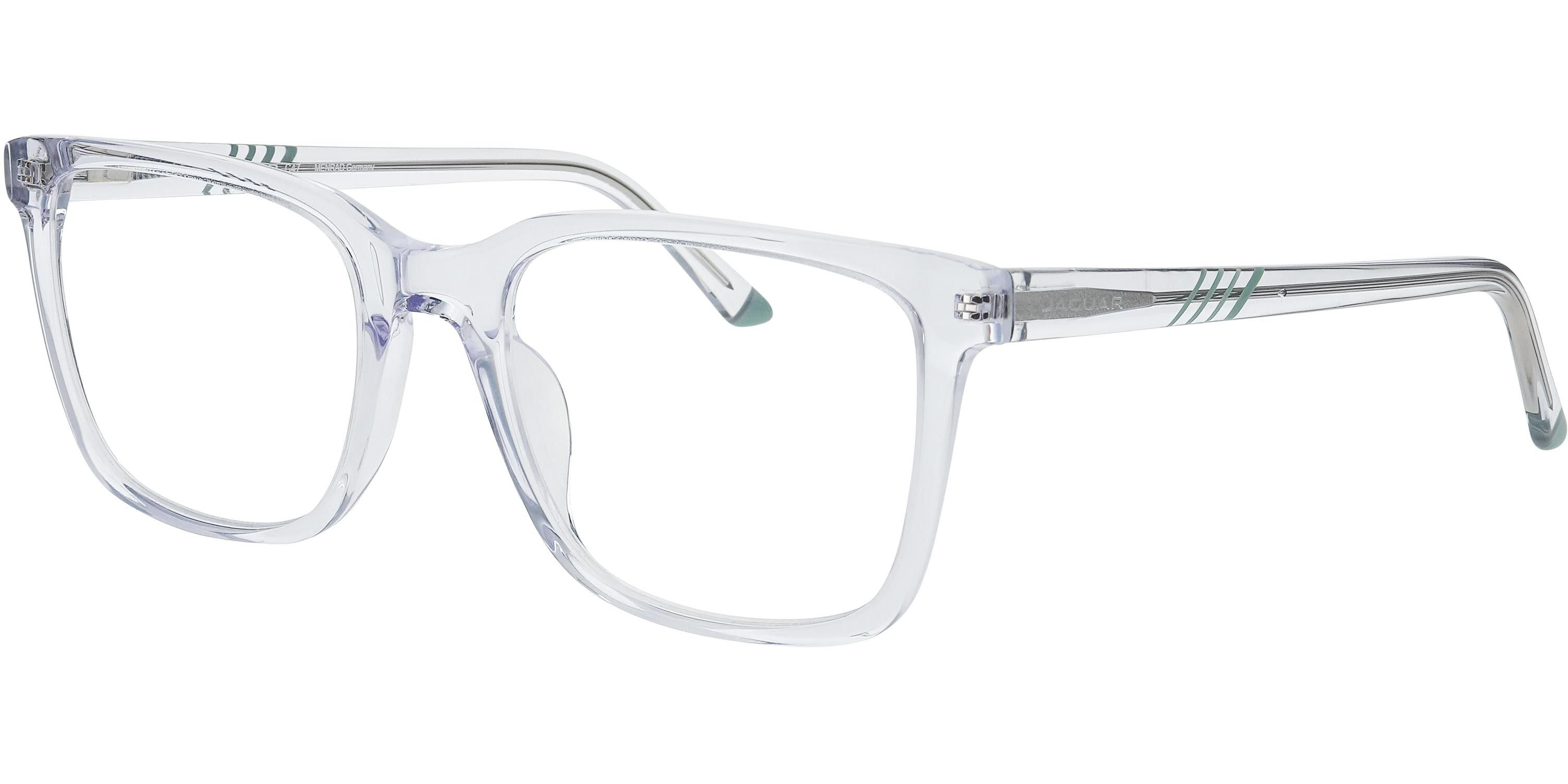 Dioptrické brýle Jaguar model 31529, barva obruby čirá lesk, stranice čirá mat, kód barevné varianty 8100. 
