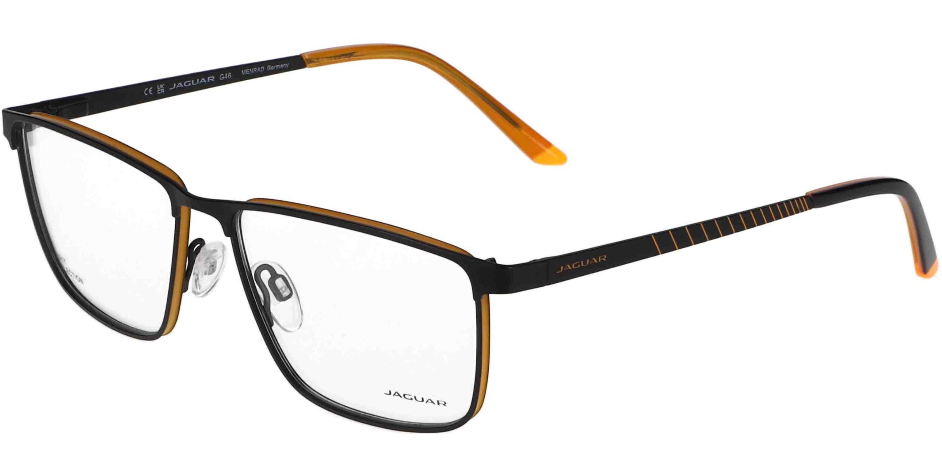 Dioptrické brýle Jaguar model 33644, barva obruby černá oranžová mat, stranice černá oranžová mat, kód barevné varianty 6100. 