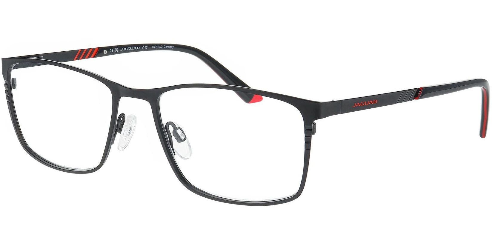 Dioptrické brýle Jaguar model 33649, barva obruby černá mat, stranice černá mat, kód barevné varianty 6100. 