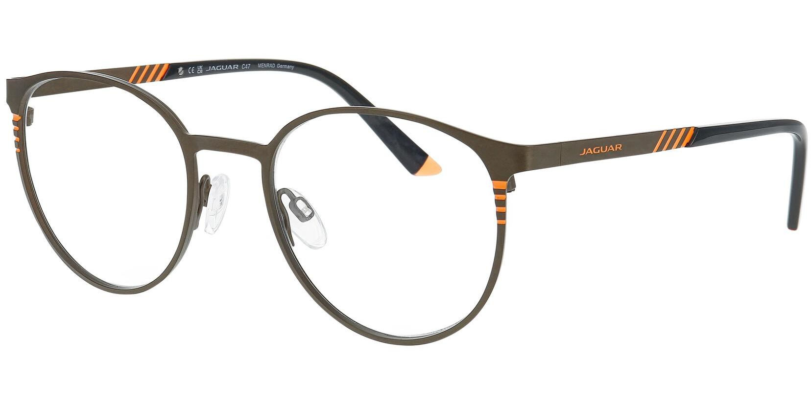 Dioptrické brýle Jaguar model 33650, barva obruby zelená oranžová lesk, stranice zelená oranžová mat, kód barevné varianty 4100. 
