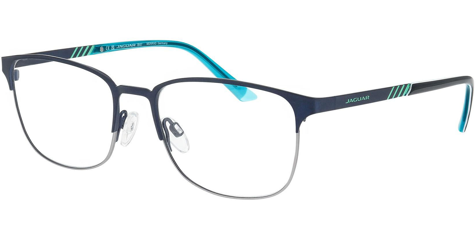 Dioptrické brýle Jaguar model 33651, barva obruby modrá mat, stranice modrá mat, kód barevné varianty 3100. 