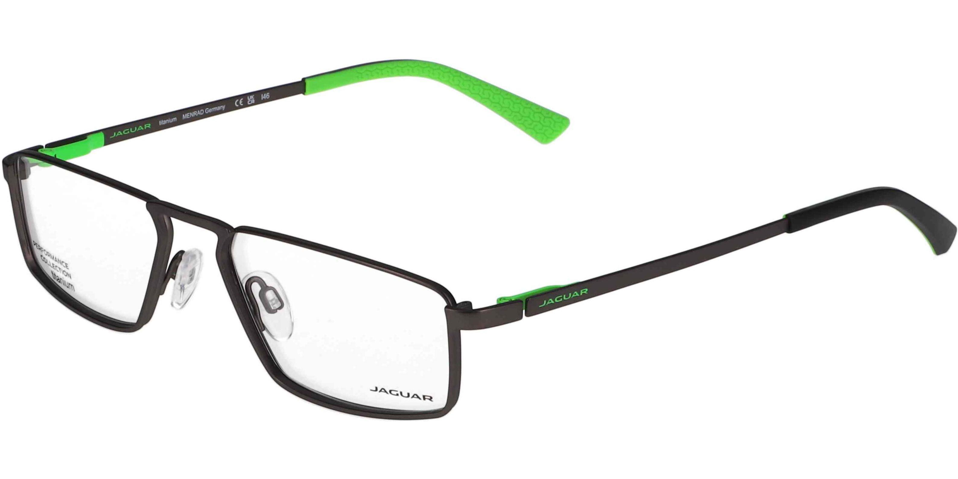 Dioptrické brýle Jaguar model 35609, barva obruby šedá mat, stranice šedá zelená mat, kód barevné varianty 4200. 