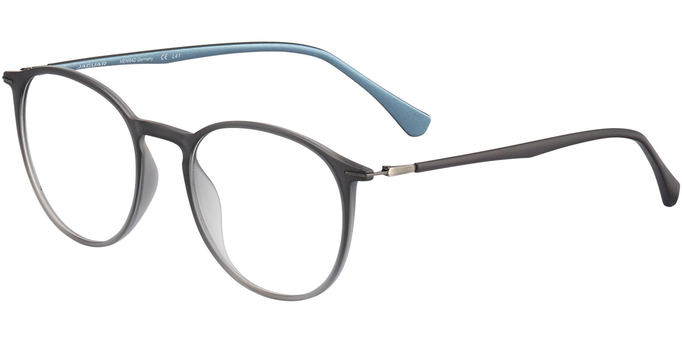Dioptrické brýle Jaguar model 36808, barva obruby šedá mat, stranice šedá modrá mat, kód barevné varianty 6102. 