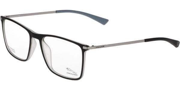Dioptrické brýle Jaguar model 36828, barva obruby černá čirá mat, stranice šedá mat, kód barevné varianty 6100. 