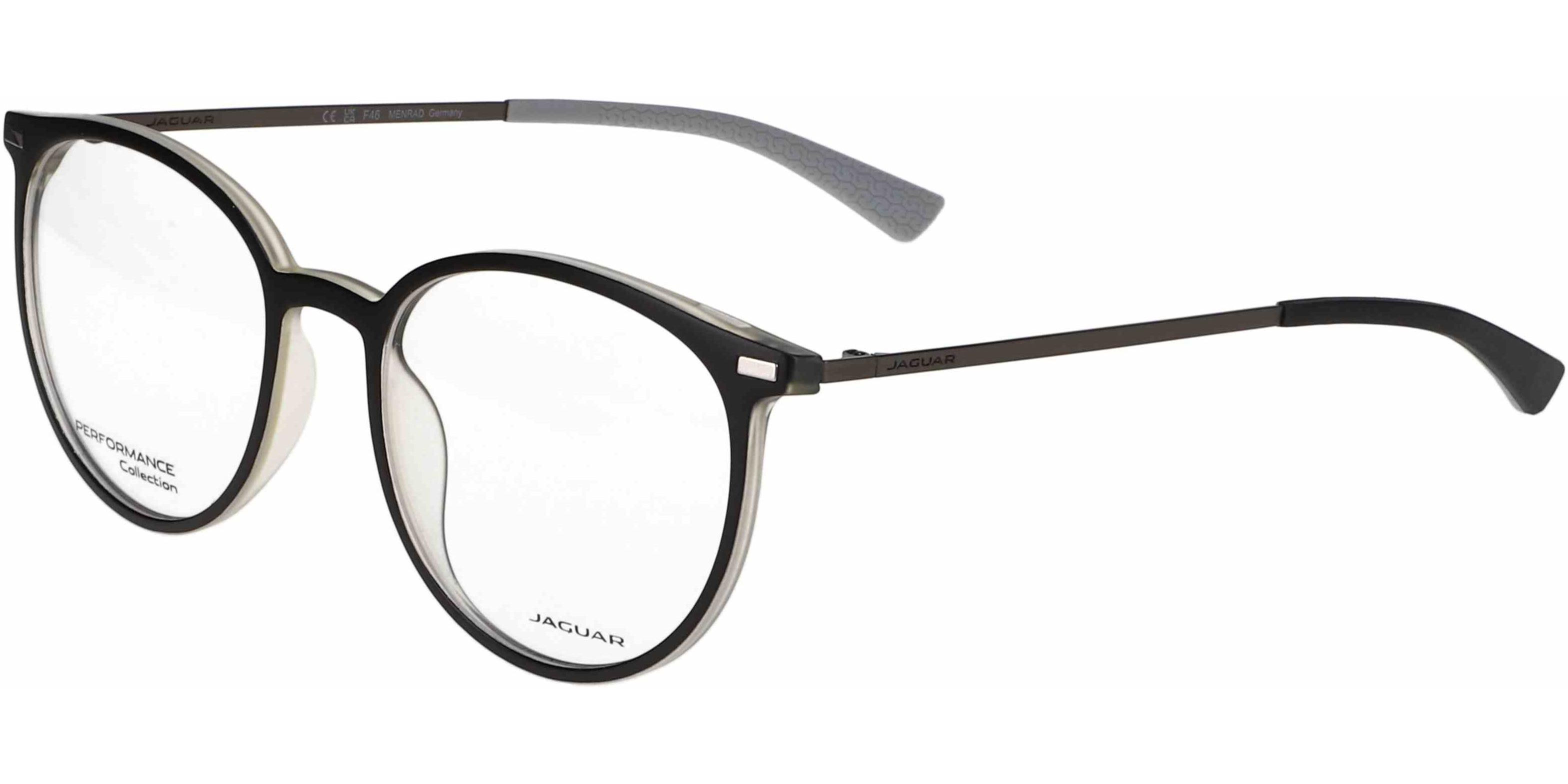 Dioptrické brýle Jaguar model 36834, barva obruby černá šedá mat, stranice šedá mat, kód barevné varianty 6500. 