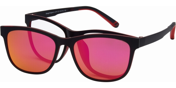 Dioptrické brýle London Club model 10, barva obruby černá červená mat, stranice černá červená mat, kód barevné varianty C3. 