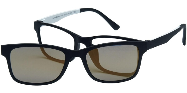 Dioptrické brýle London Club model 12, barva obruby černá mat, stranice černá bílá mat, kód barevné varianty C2. 