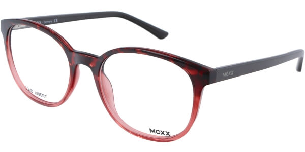 Dioptrické brýle MEXX model 2401, barva obruby červená lesk, stranice hnědá lesk, kód barevné varianty 200. 