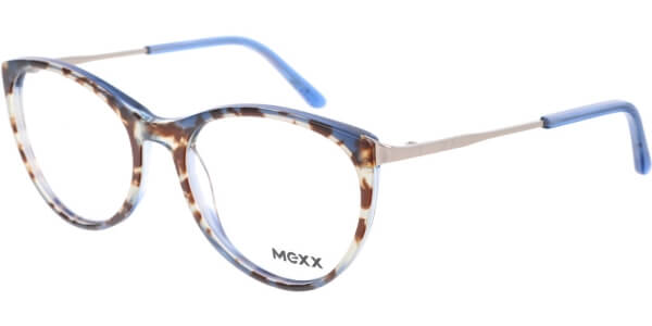 Dioptrické brýle MEXX model 2523, barva obruby modrá hnědá lesk, stranice šedá lesk, kód barevné varianty 100. 