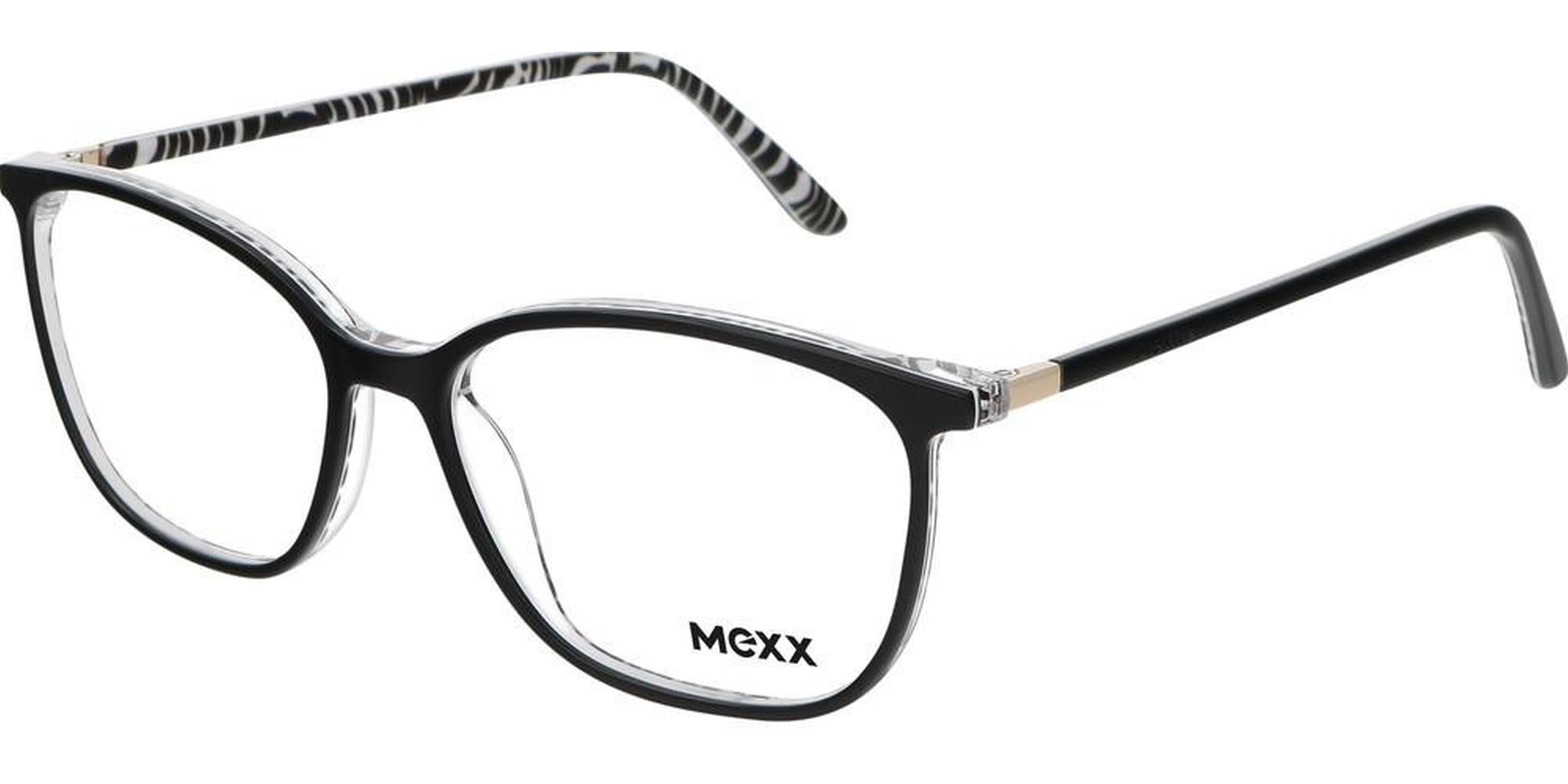 Dioptrické brýle MEXX model 2530, barva obruby černá bílá lesk, stranice černá bílá lesk, kód barevné varianty 101. 