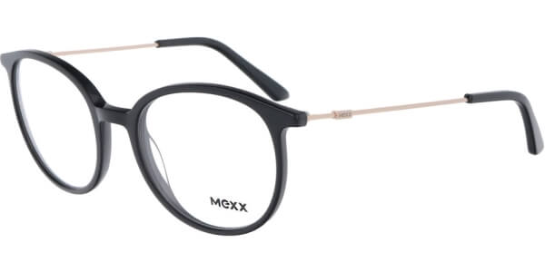 Dioptrické brýle MEXX model 2538, barva obruby černá lesk, stranice zlatá lesk, kód barevné varianty 100. 