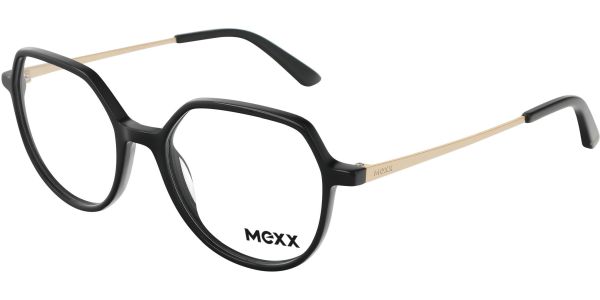 Dioptrické brýle MEXX model 2583, barva obruby černá lesk, stranice zlatá lesk, kód barevné varianty 100. 