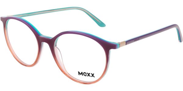 Dioptrické brýle MEXX model 2586, barva obruby fialová růžová lesk, stranice fialová tyrkysová lesk, kód barevné varianty 200. 